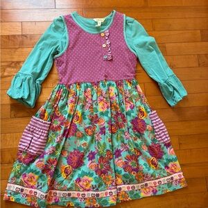 Matilda Jane Turquoise, Purple & Pink Floral Dress & Puffer Top